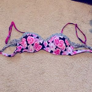 Floral bathing suit top.